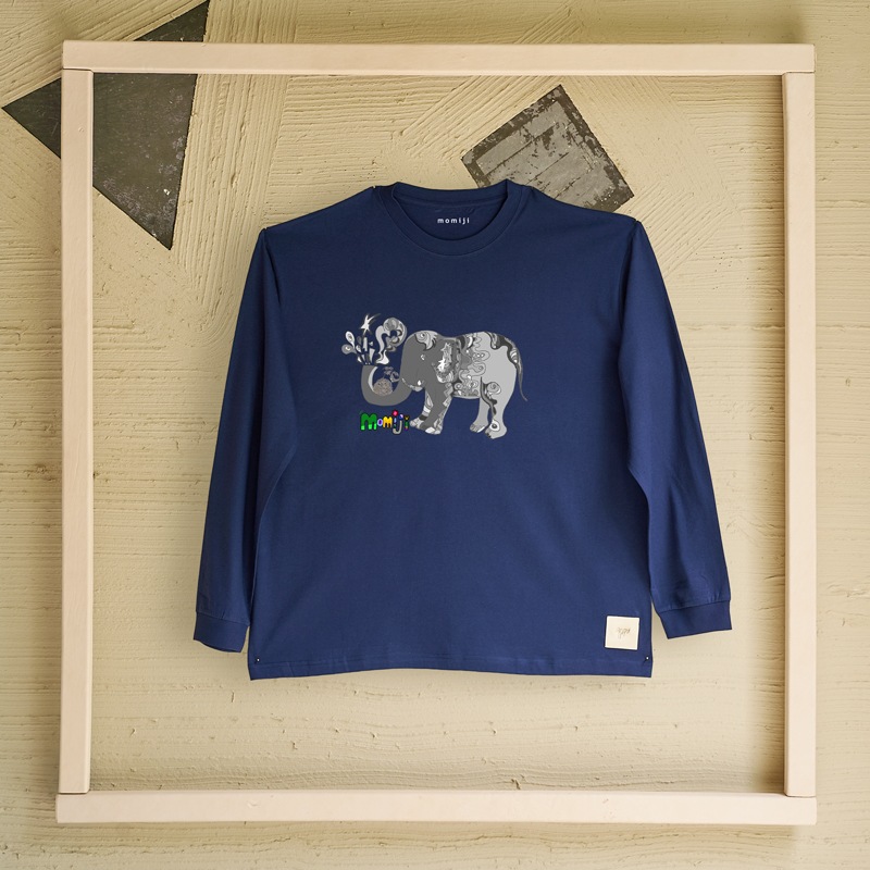 【 momiji 】 Long sleeve T the Art -幸せのゾウ-