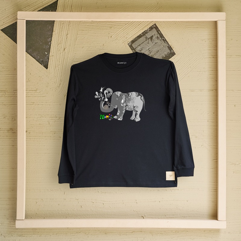 【 momiji 】 Long sleeve T the Art -幸せのゾウ-