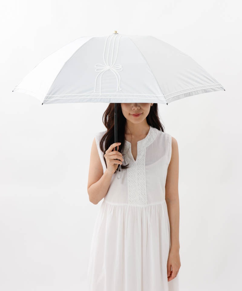 【 Beaurance （ビューランス）】サマーシールド　コード刺しゅう晴雨兼用パラソル（折りたたみ）