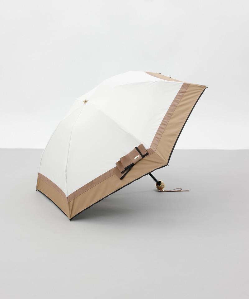 【 Beaurance （ビューランス）】サマーシールド　リボン切り継ぎ加工晴雨兼用パラソル傘（折りたたみ）