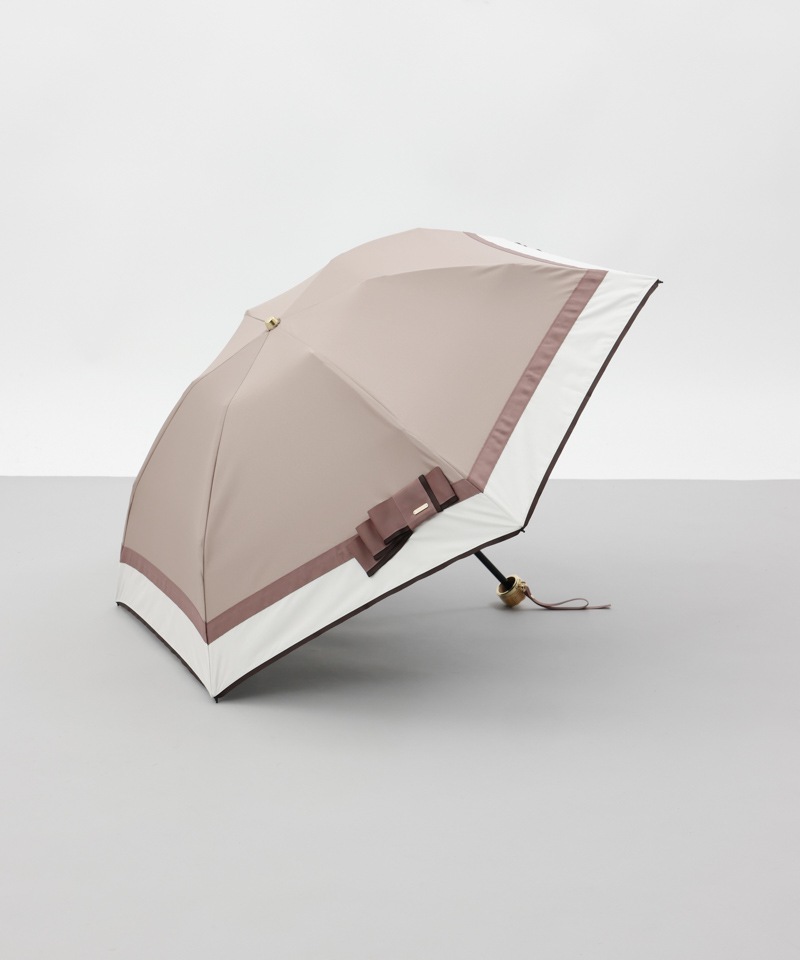 【 Beaurance （ビューランス）】サマーシールド　リボン切り継ぎ加工晴雨兼用パラソル傘（折りたたみ）