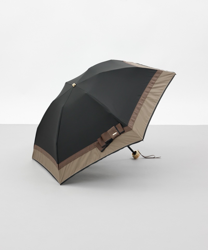 【 Beaurance （ビューランス）】サマーシールド　リボン切り継ぎ加工晴雨兼用パラソル傘（折りたたみ）