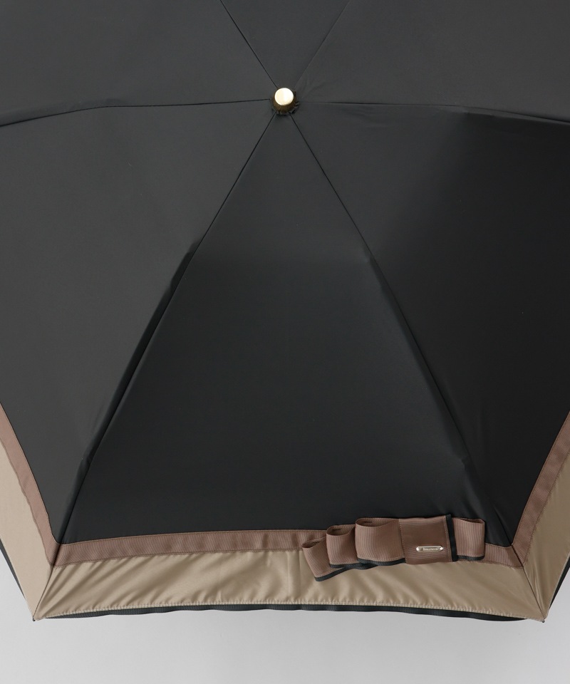 【 Beaurance （ビューランス）】サマーシールド　リボン切り継ぎ加工晴雨兼用パラソル傘（折りたたみ）