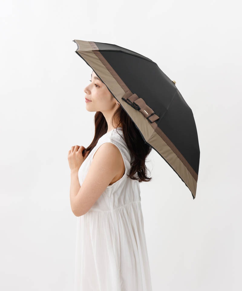 【 Beaurance （ビューランス）】サマーシールド　リボン切り継ぎ加工晴雨兼用パラソル傘（折りたたみ）