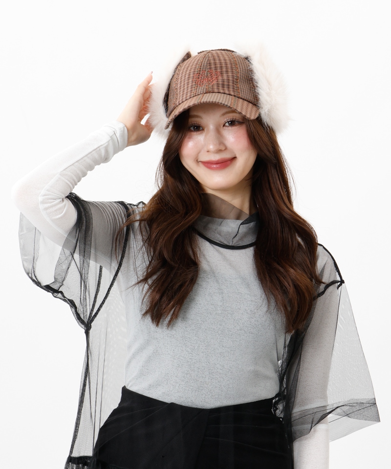 【 ANNA SUI（アナ スイ）】チェックフライトキャップ
