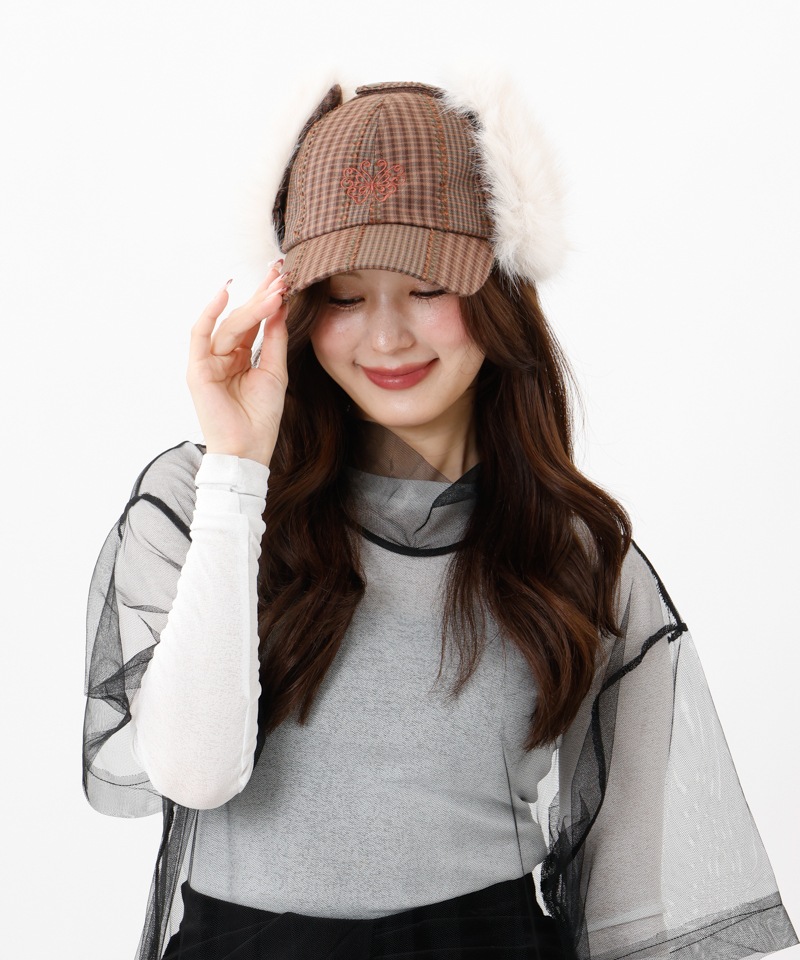 【 ANNA SUI（アナ スイ）】チェックフライトキャップ