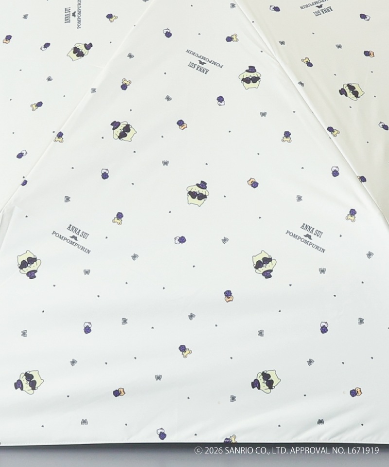 【 ANNA SUI（アナ スイ）】ANNA SUI x ポムポムプリン 晴雨兼用折りたたみ傘 (ポムポムプリンとお友だち)