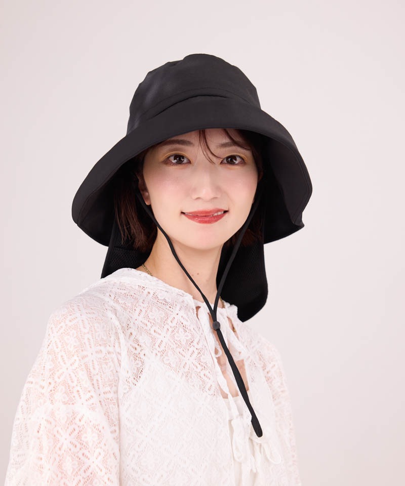 美品【THE9SHOP】SUMMER HAT 2022（ブラック）サマーハット WEB限定】サマーシールド エッジアップ広つばハットWEB限定サマー
