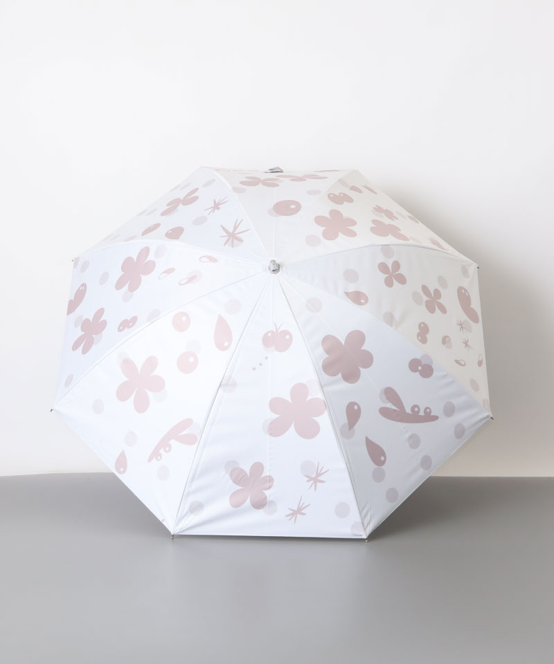【 クリエイターズ マーケット 】 大江 由佳　coco  -white × mocha sun&rain umbrella-（晴雨兼用傘）受注生産品