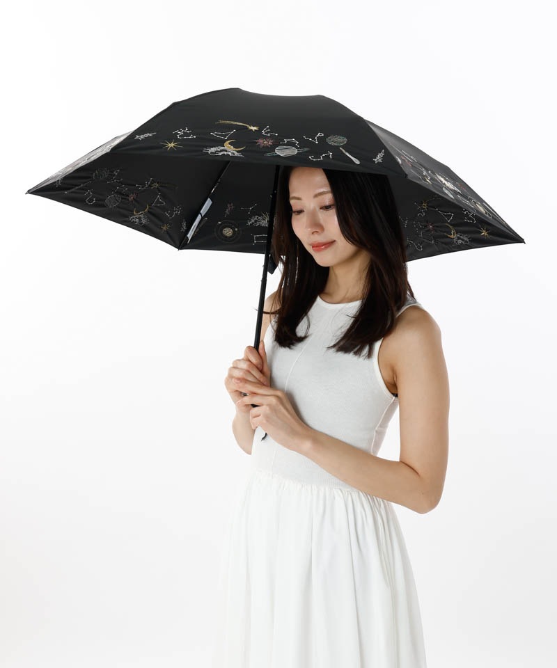 Oggi7月号掲載【 Beaurance （ビューランス）】プラネット刺しゅう晴雨兼用パラソル（折りたたみ傘）