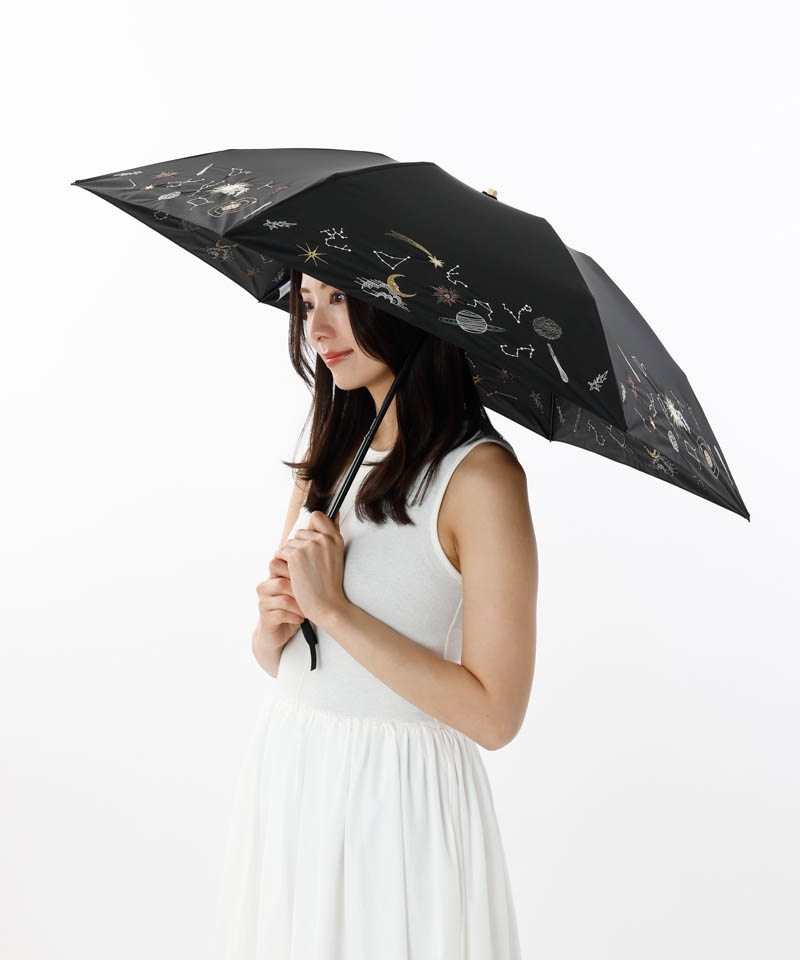 Oggi7月号掲載【 Beaurance （ビューランス）】プラネット刺しゅう晴雨兼用パラソル（折りたたみ傘）