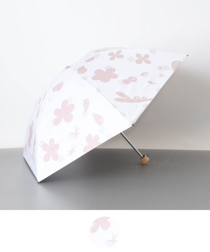 【 クリエイターズ マーケット 】 大江 由佳　coco  -white × mocha sun&rain folding umbrella-（晴雨兼用傘）受注生産品