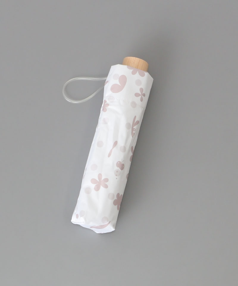 【 クリエイターズ マーケット 】 大江 由佳　coco  -white × mocha sun&rain folding umbrella-（晴雨兼用傘）受注生産品