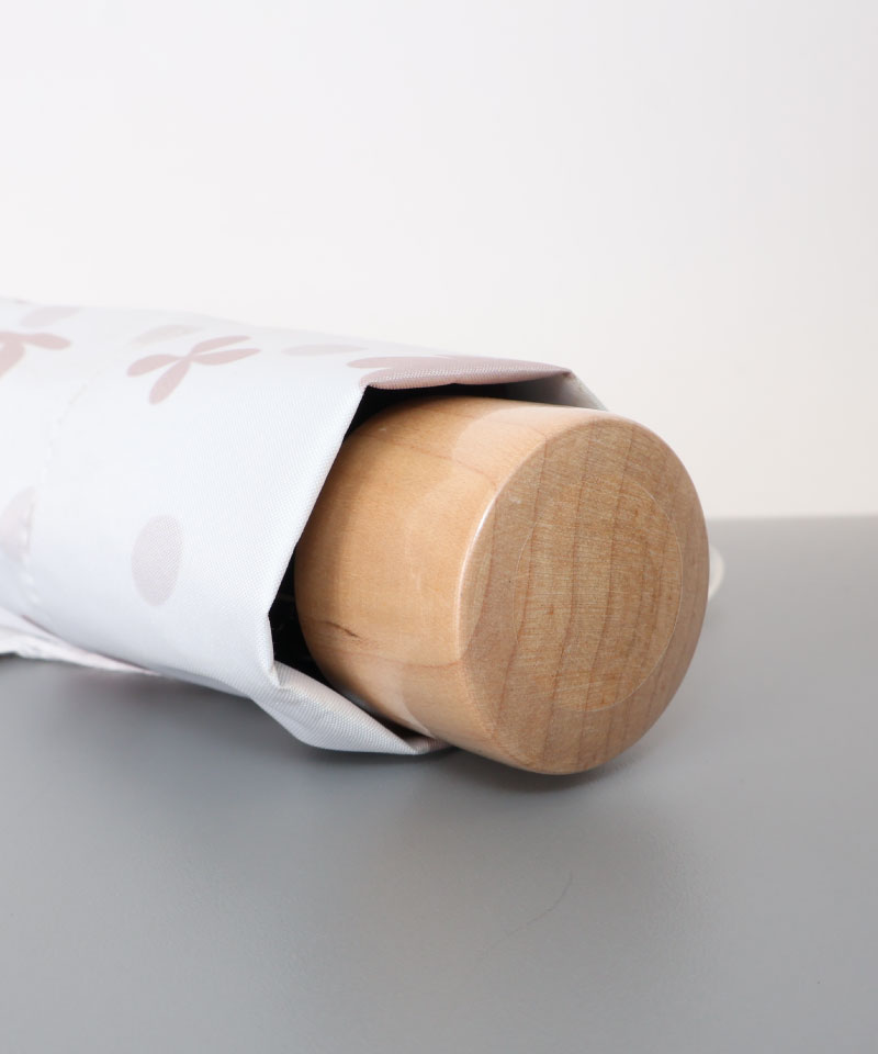 【 クリエイターズ マーケット 】 大江 由佳　coco  -white × mocha sun&rain folding umbrella-（晴雨兼用傘）受注生産品