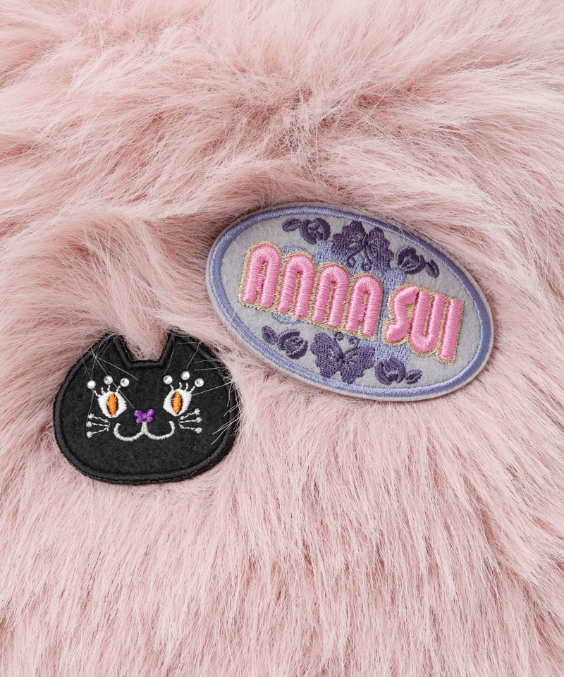 【 ANNA SUI（アナ スイ）】エコファーワッペン付きクロッシェハット