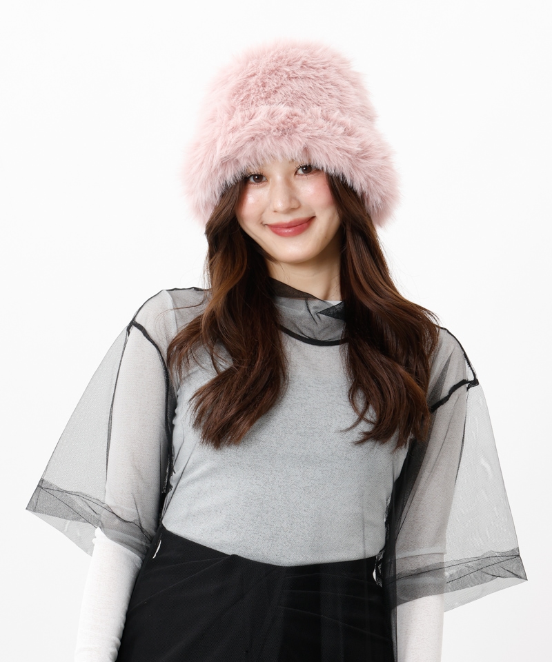 【 ANNA SUI（アナ スイ）】エコファーワッペン付きクロッシェハット