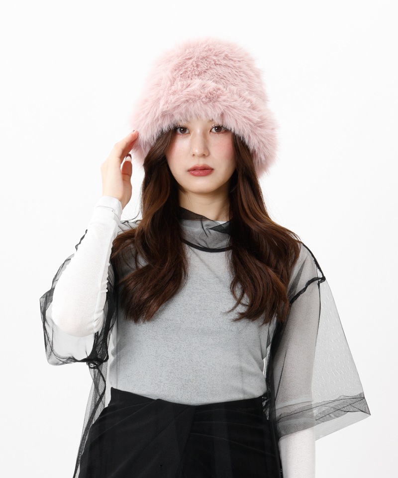 【 ANNA SUI（アナ スイ）】エコファーワッペン付きクロッシェハット