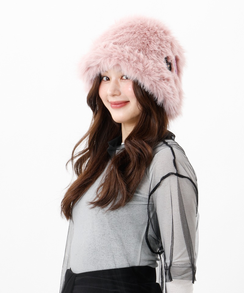 【 ANNA SUI（アナ スイ）】エコファーワッペン付きクロッシェハット