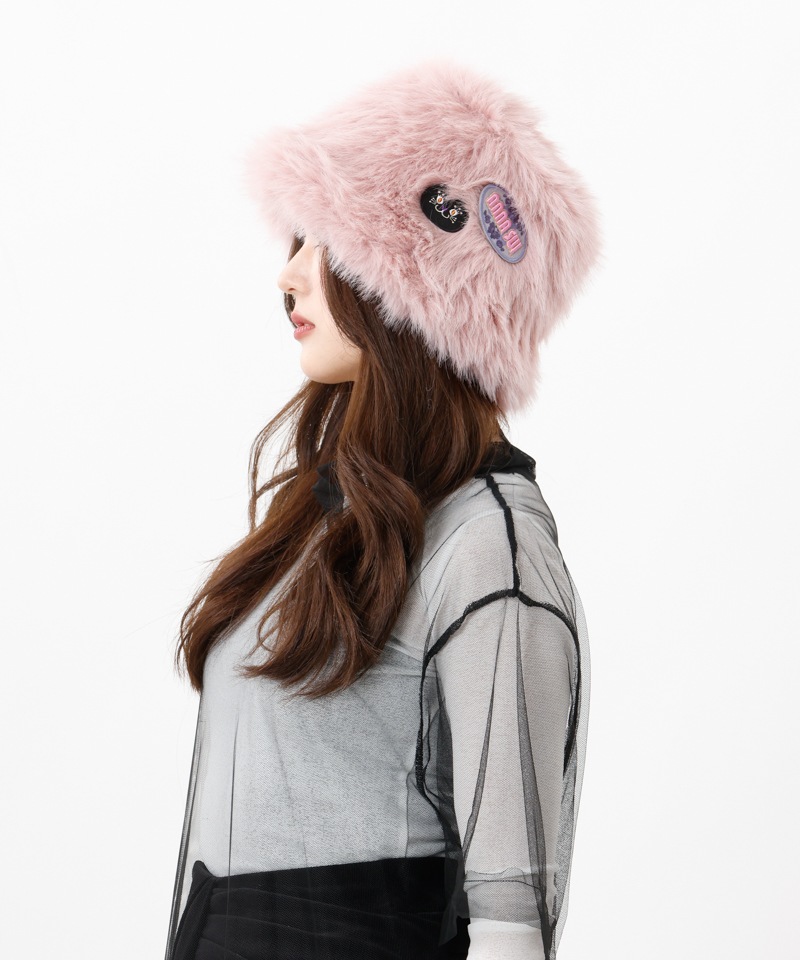 【 ANNA SUI（アナ スイ）】エコファーワッペン付きクロッシェハット