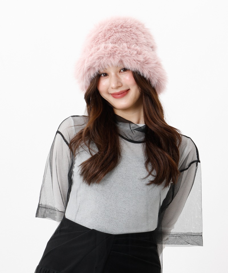 【 ANNA SUI（アナ スイ）】エコファーワッペン付きクロッシェハット