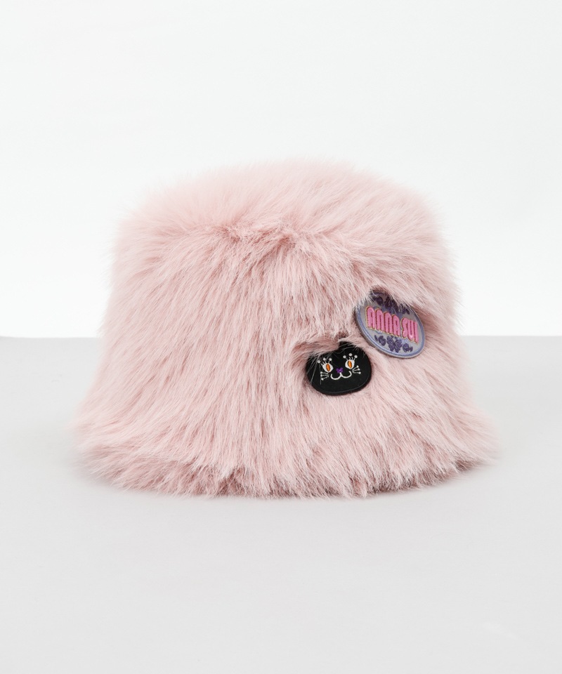 【 ANNA SUI（アナ スイ）】エコファーワッペン付きクロッシェハット