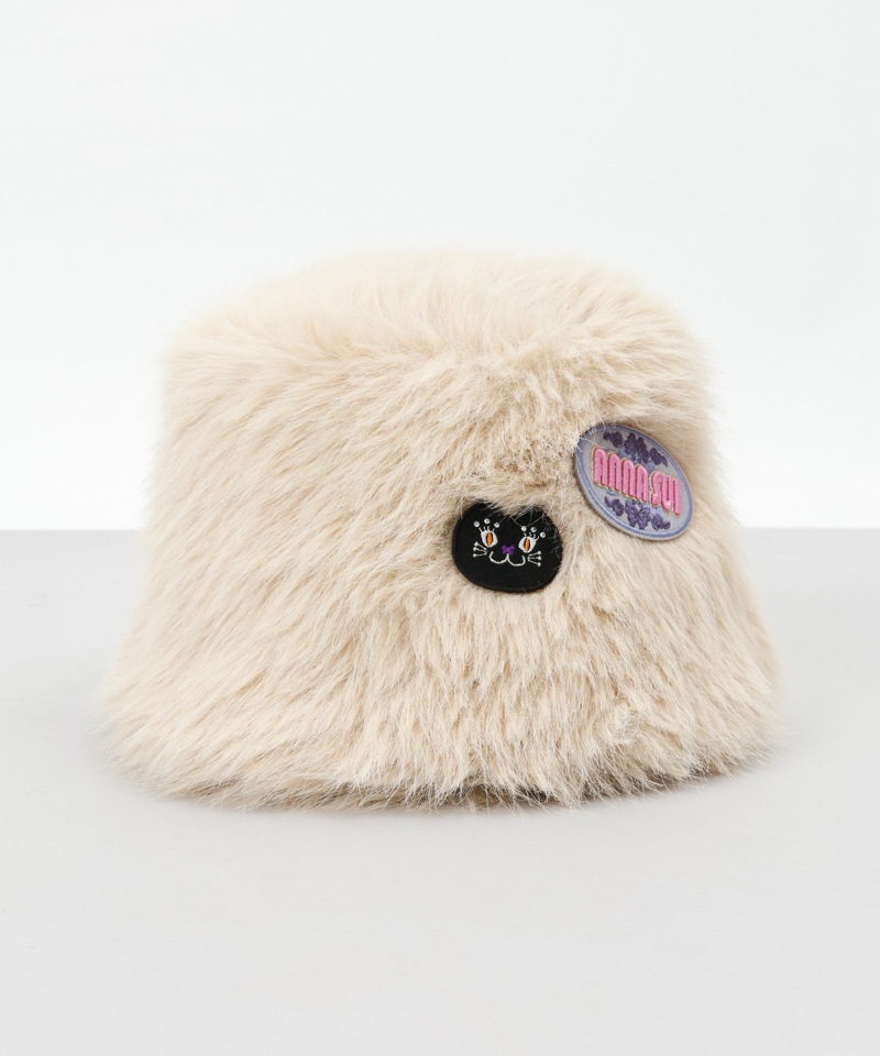 【 ANNA SUI（アナ スイ）】エコファーワッペン付きクロッシェハット