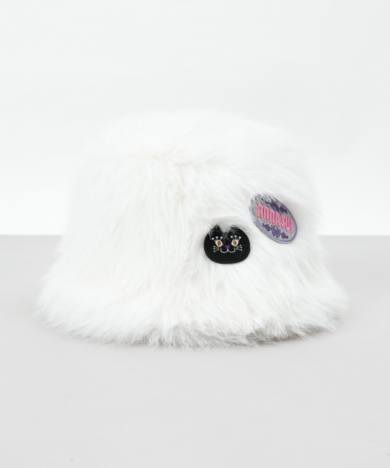 【 ANNA SUI（アナ スイ）】エコファーワッペン付きクロッシェハット