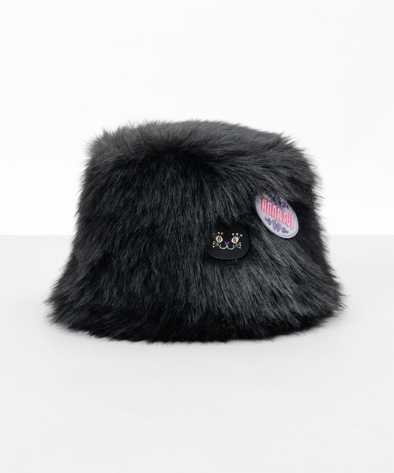【 ANNA SUI（アナ スイ）】エコファーワッペン付きクロッシェハット