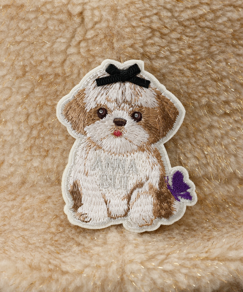 アナ スイ（ANNA SUI）/【 ANNA SUI（アナ スイ）】ラサアプソ子犬ブローチ付ラメボアハット ANNA SUI（アナ スイ）】ラサアプソ子犬ブローチ付ラメボアハット