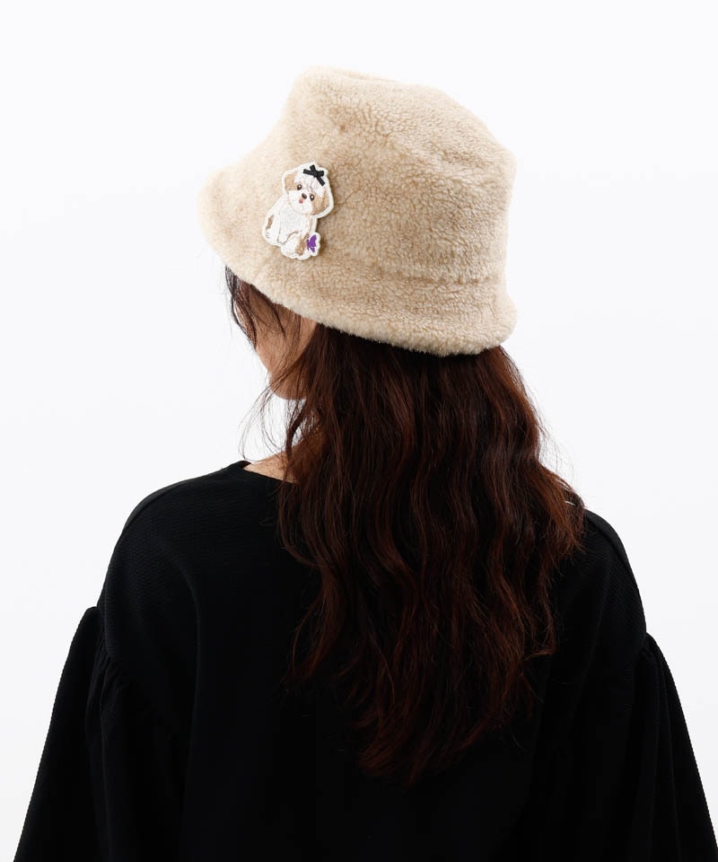 アナ スイ（ANNA SUI）/【 ANNA SUI（アナ スイ）】ラサアプソ子犬ブローチ付ラメボアハット ANNA SUI（アナ スイ）】ラサアプソ子犬ブローチ付ラメボアハット