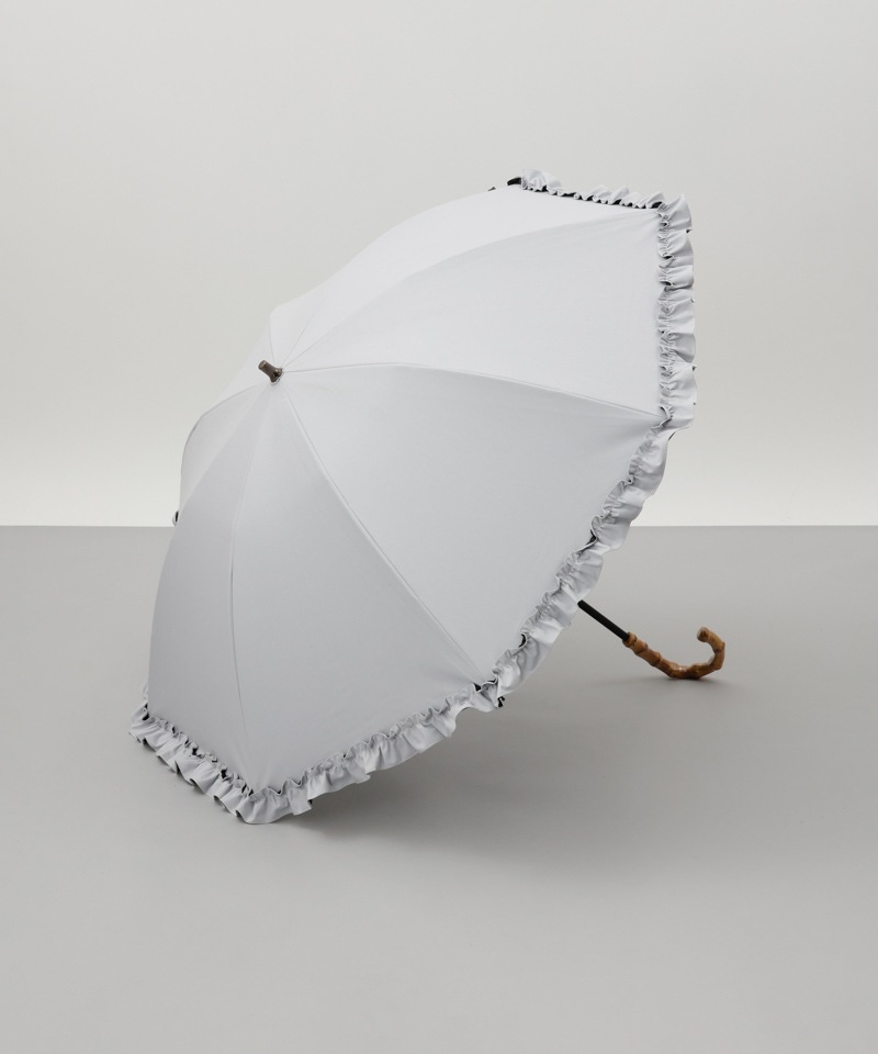 オーロラ　ブラオ　サマーシールド　日傘　グレー　フリル　雨天兼用 WEB・直営店限定】フリル晴雨兼用傘（1段スライドショート）東レ