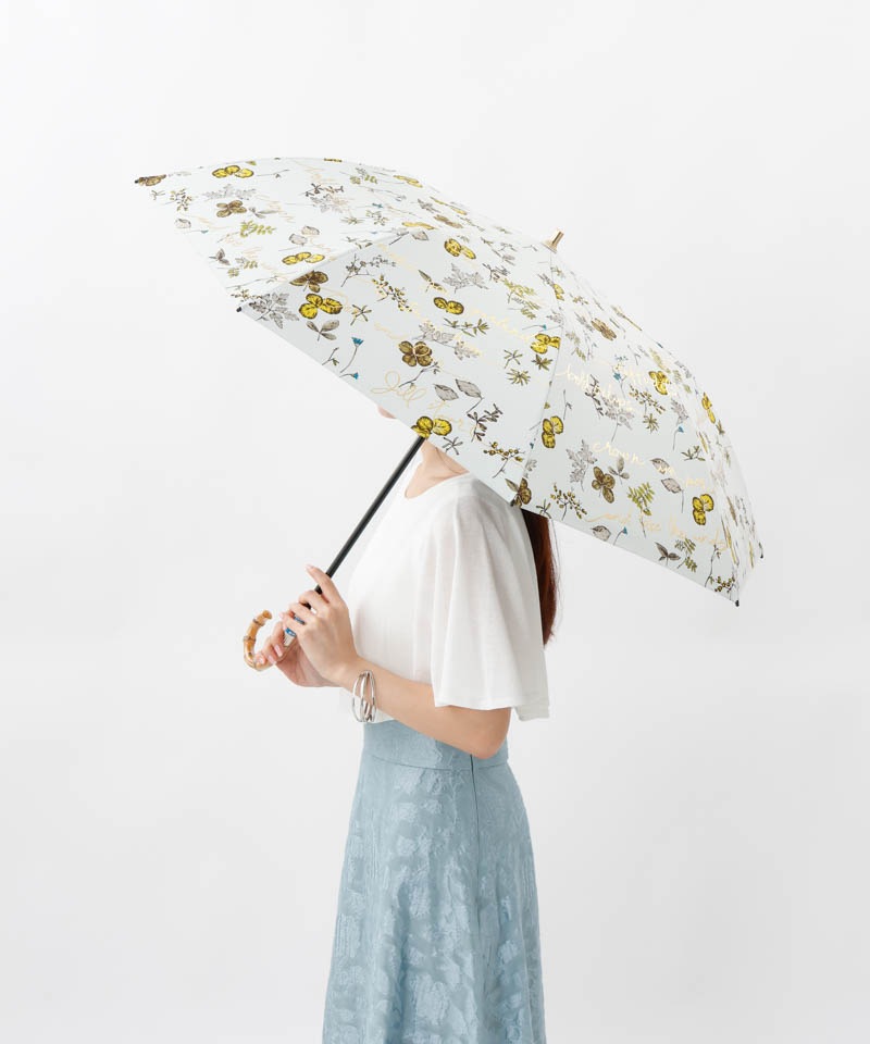【 JILL STUART（ジル スチュアート）】ボタニカル箔プリント晴雨兼用傘(折りたたみ)