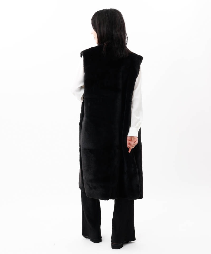 【 Beaurance （ビューランス）】エコファーリバーシブルロングジレ