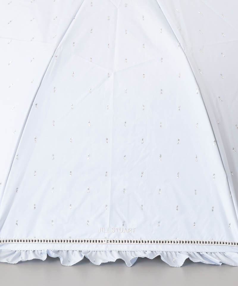 【 JILL STUART（ジル スチュアート）】ラメドットカットジャカードフリル晴雨兼用パラソル(折りたたみ)