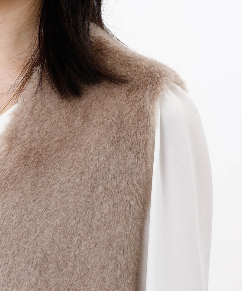 Beaurance （ビューランス）】エコファーリバーシブルショートジレALL