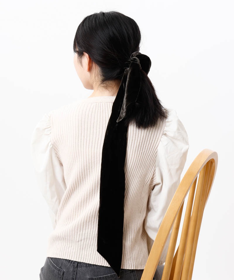 【 Beaurance （ビューランス）】シュシュ付きベルベットリボン