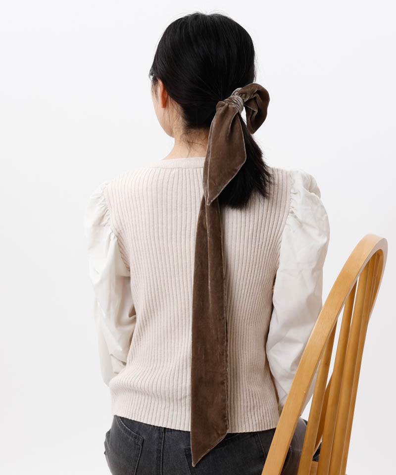 【 Beaurance （ビューランス）】シュシュ付きベルベットリボン