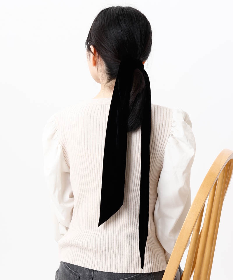 【 Beaurance （ビューランス）】シュシュ付きベルベットリボン