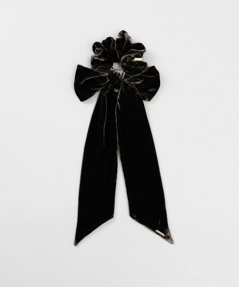 黒 ベルベット リボン付き シュシュ Beaurance （ビューランス）】シュシュ付きベルベットリボン