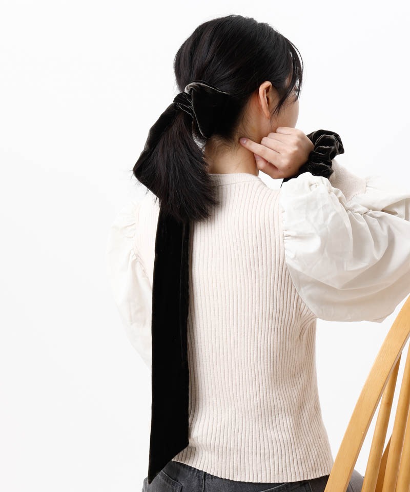 【 Beaurance （ビューランス）】シュシュ付きベルベットリボン