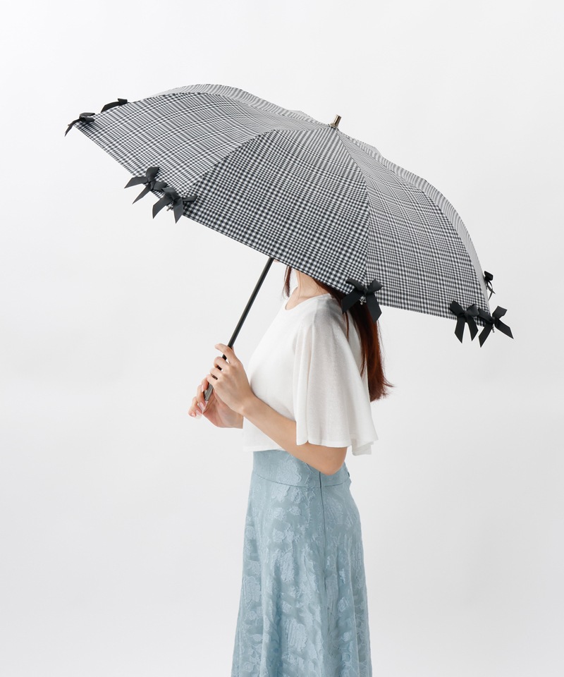 【 JILL STUART（ジル スチュアート）】・WEB限定・　リボン付き晴雨兼用パラソル(折りたたみ)