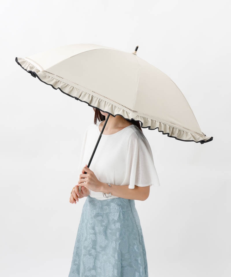 JILL STUART(ジル スチュアート)】パイピングフリル晴雨兼用パラソル JILL STUART(ジル スチュアート)】パイピングフリル晴雨兼用パラソル