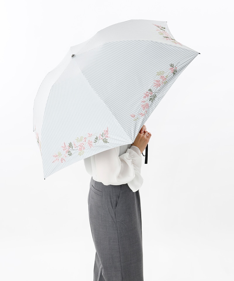 【 JILL STUART（ジル スチュアート）】ミモザ刺しゅう晴雨兼用傘(折りたたみ傘)