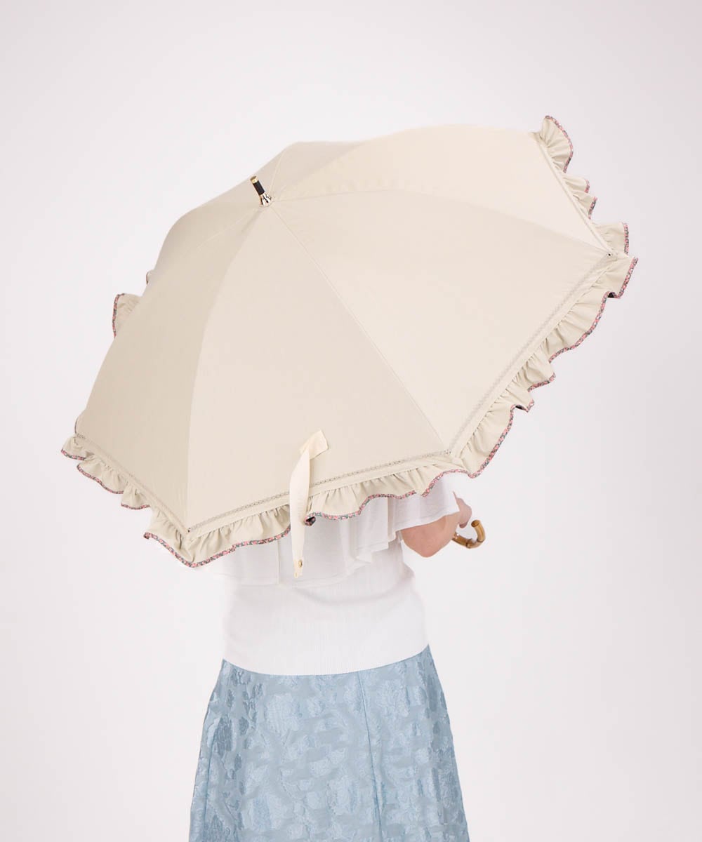 【 JILL STUART（ジル スチュアート）】・WEB限定・　リバティパイピングフリル晴雨兼用パラソル(長傘)