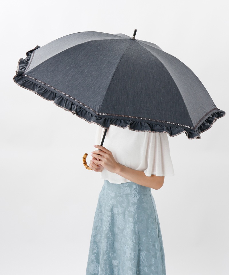 【 JILL STUART（ジル スチュアート）】・WEB限定・　リバティパイピングフリル晴雨兼用パラソル(長傘)