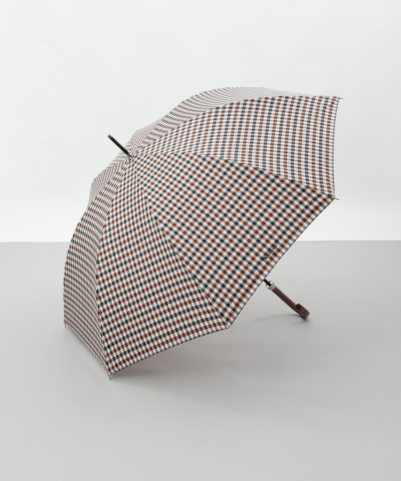 Aquascutum 耐風傘 60cm ベージュ チェック Aquascutum（アクアスキュータム）】先染めチェック雨傘(長傘