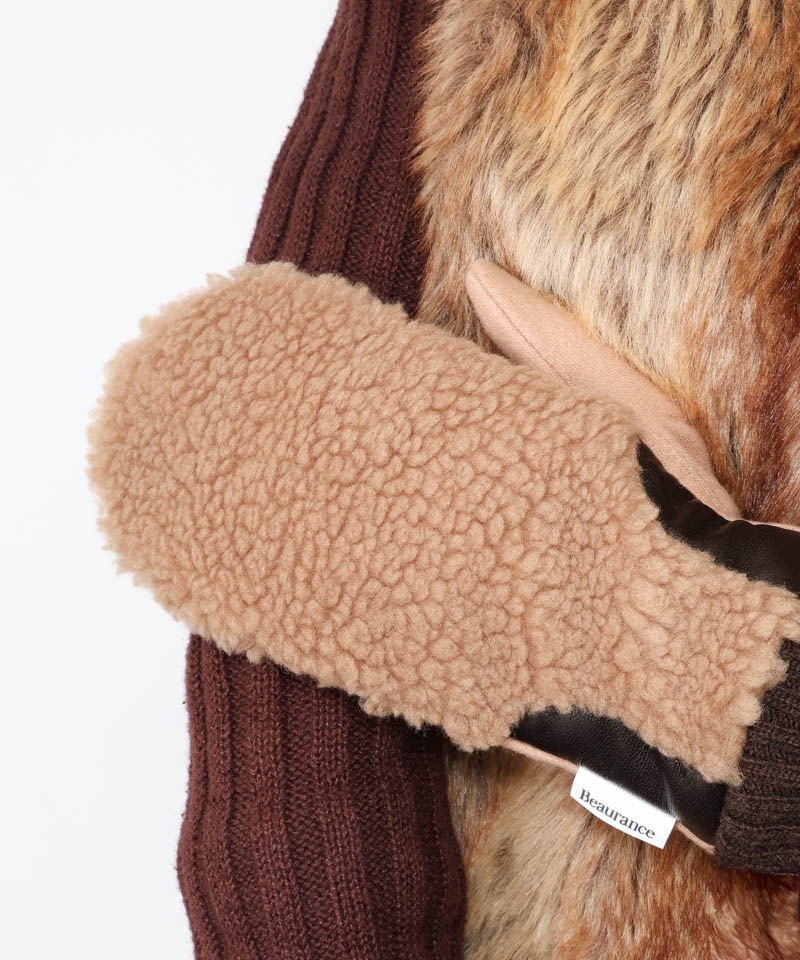 【 Beaurance （ビューランス）】エコファーボア×ニットミトン