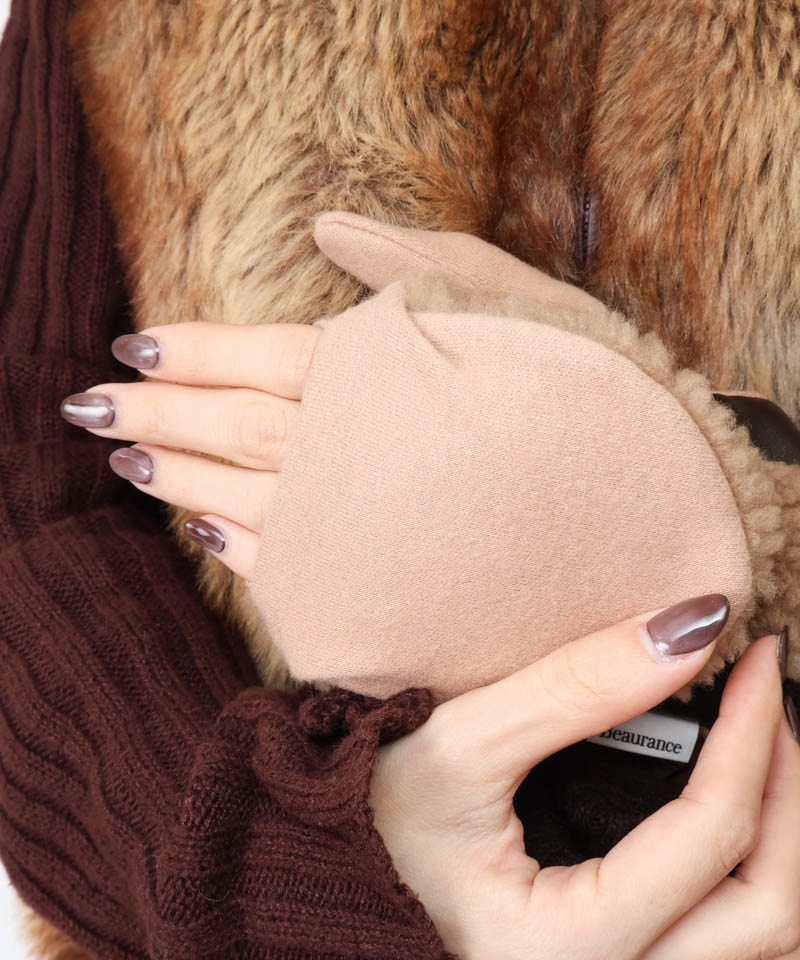【 Beaurance （ビューランス）】エコファーボア×ニットミトン