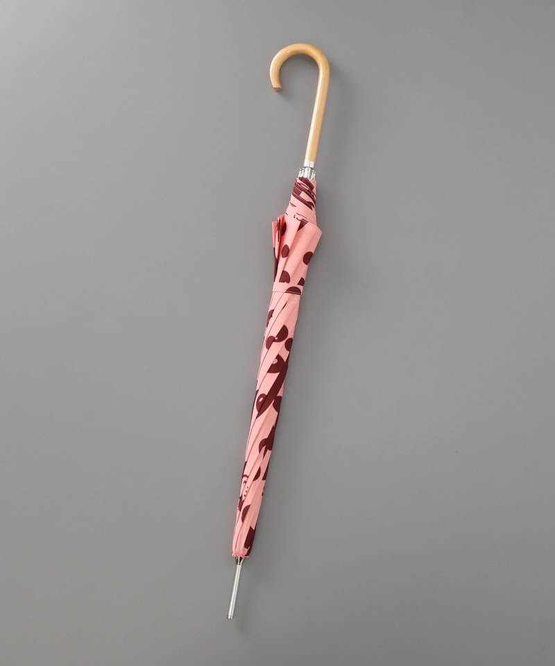 【 クリエイターズ マーケット 】 大江 由佳　momo　-pink × brown umbrella-（雨傘）受注生産品