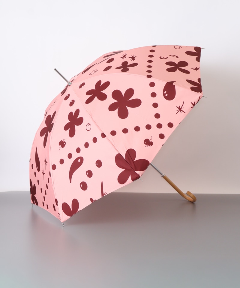 【 クリエイターズ マーケット 】 大江 由佳　momo　-pink × brown umbrella-（雨傘）受注生産品